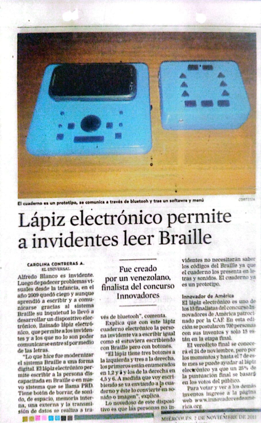 Artículo diario El Universal